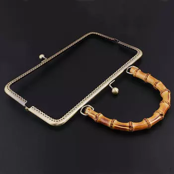 Застежка-стойка с бамбуковой ручкой для сумки ручной работы, кошелька своими руками 25cm_Bronze 20cm