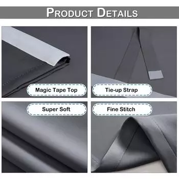 Затемняющие дверные шторы Tie up Shade Теплоизоляционные французские дверные шторы Оконные панели Короткие шторы Панели самоклеящиеся 66x102cm белый