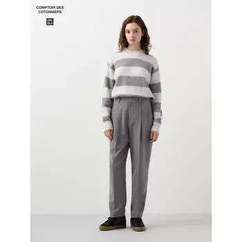 Зауженные брюки Uniqlo Tweed Tuck 06 GRAY/WOMEN 58