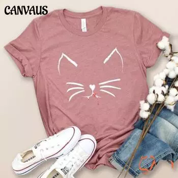 Zavita женские футболки летние с короткими рукавами с принтом кошек рубашка с круглым вырезом модные топы больших размеров XXXXXL чёрный