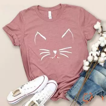 Zavita женские футболки летние с короткими рукавами с принтом кошек рубашка с круглым вырезом модные топы больших размеров XXXXXL чёрный