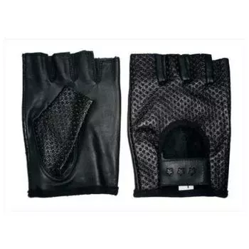 Zawakita Genuine leather half finger fingerless gloves punching leather S size (ladies size)