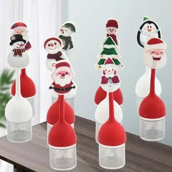 Заварник для чая с ручкой, многоразовый мультяшный фильтр из нержавеющей стали, рождественский фильтр для специй, чайный пакетик для кухни C