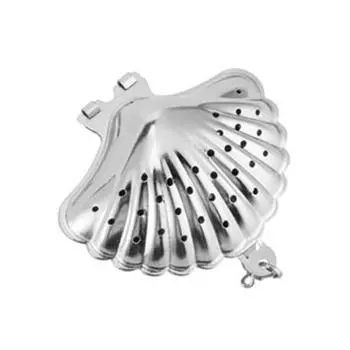 Заварочный чайник с крючком, многоразовый чайник из нержавеющей стали, симпатичный свободный чайник в форме ракушки серебряный