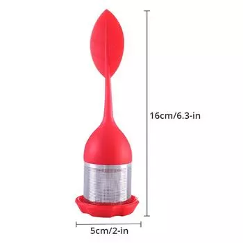 Заварщик чая — мелкоячеистый чайный фильтр из нержавеющей стали с силиконовой ручкой, не содержащей бисфенол-А, и поддоном для сбора капель для всех листового чая розы красного