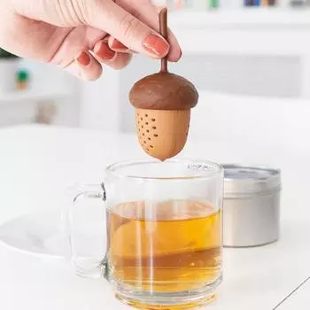 Заварщик для чая с точными отверстиями, пищевой термостойкий многоразовый ситечко для специй и трав в форме желудя, кухонные принадлежности