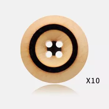 Завершающий штрих, Декоративные пуговицы «Ретро пальто», Перевернутый край, Черный круг с четырьмя отверстиями, Деревянные пуговицы, Персонализированные пуговицы для свитера 11.5mm natural color burning edge