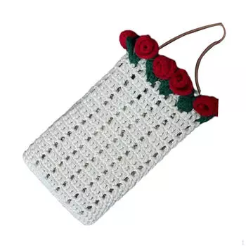 Завершенная вязаная крючком сумка через плечо, ручная плетеная сумка, вязаный букет роз, сумка на шнурке белый