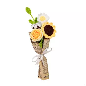 Завершенный крючком букет цветов искусственный домашний декор ручной работы вязаный для жёлтый