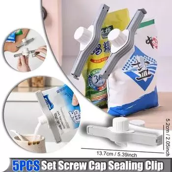 Завинчивающаяся крышка с зажимом для кухонного мешка с приправами, пакет с солью и сухим молоком, многоразовый дозатор закусок с крышкой 1PC белый