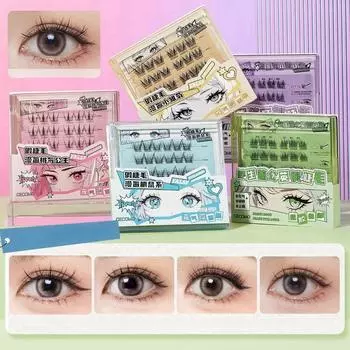 Завитые самоклеящиеся накладные ресницы Sweet Cluster False Lashes Glue Free Fake Eyelashes Party Style C