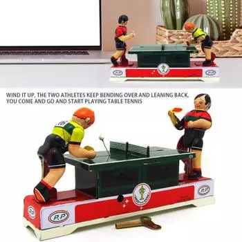 Заводная игрушка для настольного тенниса, винтажная жесть, пинг-понг, весенняя заводная игрушка, ностальгическое украшение для рабочего стола, подарок на день рождения для детей и взрослых