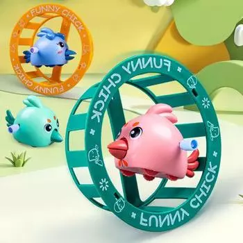 Заводная мультяшная игрушка «Цыпленок», вращающееся на 360 градусов колесо, развивающая игрушка «Цыпленок», для малышей и мальчиков синий