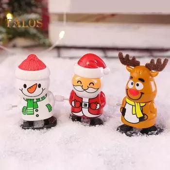 Заводная рождественская игрушка-кошка, заводная пружина, Санта-Клаус, снеговик, лось, пингвин, человечек из печенья, ходячая игрушка, рождественские подарки, наполнители для вечеринок E