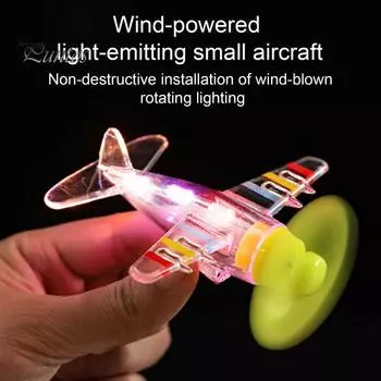 Заводной игрушечный самолет со светодиодными огнями, простая установка, украшение в виде ветряного автомобиля, подвеска на руль электромобиля, подарок для любителей авиации синий