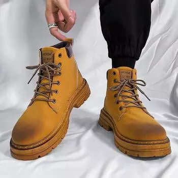 Заводские мужские ботинки Martin, желтые ботинки с 6 отверстиями, британская обувь для инструментов, осенние и зимние высокие мужские ботинки для пустыни 39 жёлтый