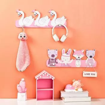 Заводской скандинавский детский мультяшный животных в форме за дверью, креативный настенный крючок для ключей, крючок для кухни, ванной комнаты, клей A-