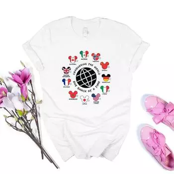 Завоевывая мир, страны с одним напитком за раз, женская футболка, футболка для фестиваля еды и вина, футболки для женщин Epcot Drinking Tees, топ S серый