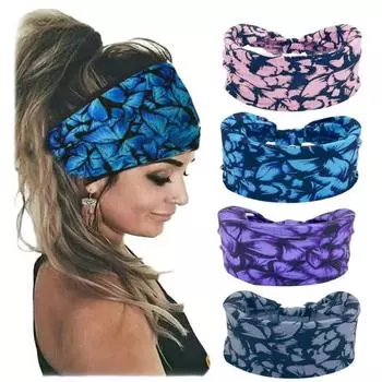 Завязанная повязка для волос для йоги, эластичная спортивная повязка на голову, практичная широкая повязка для волос для женщин