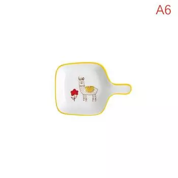 Завтрак Десерт Тарелка Форма для выпечки в скандинавском стиле Креативная керамическая ручка Тарелка для микроволновой печи Подглазурные цветные тарелки