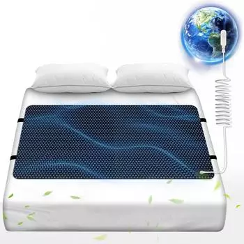 Заземляющий коврик для кровати, заземляющий коврик для сна, противоскользящий заземляющий матрас из искусственной кожи с заземляющим шнуром, 27 72 , California King UK Plug чёрный