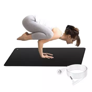 Заземляющий коврик с заземляющим шнуром. Коврик для заземления сна, терапия заземления стоп. Улучшение здоровья, помощь во сне. 23,6 x 35,4 дюйма US Plug чёрный