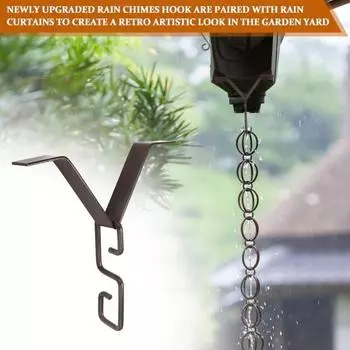 Зажим-адаптер для водосточной цепи Высокая прочность Простая установка Универсальный V-образный крючок-вешалка Аксессуары для водоотвода с дождевой цепью чёрный