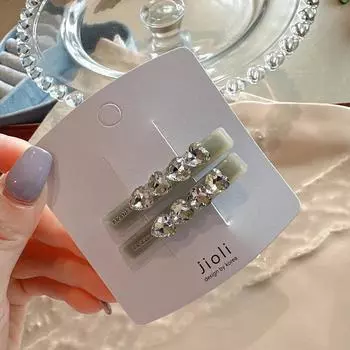 Зажим-челка Заколка для волос на лоб Премиум стразы Любовь Боковой зажим Зажим для края непослушных волос