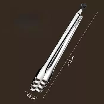 Зажим для барбекю из нержавеющей стали 304, выдвижной трехлинейный зажим для хлеба, щипцы для шведского стола, стейка, кухонные гаджеты, зажим для еды small size