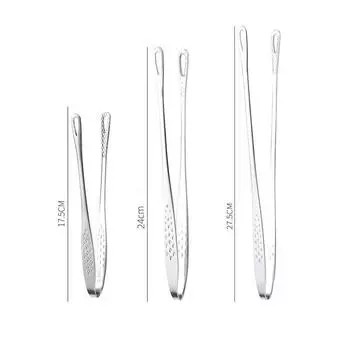 Зажим для барбекю из нержавеющей стали, кухонные щипцы для еды, переносной пинцет для барбекю, сервировочный зажим для шведского стола, приготовление картофеля фри, кухонный инструмент 17.5CM серебряный