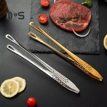 Зажим для барбекю из нержавеющей стали. Легко работать одной рукой. Здоровое приготовление пищи с полой конструкцией. Гладкий, легко чистящийся зажим для еды.