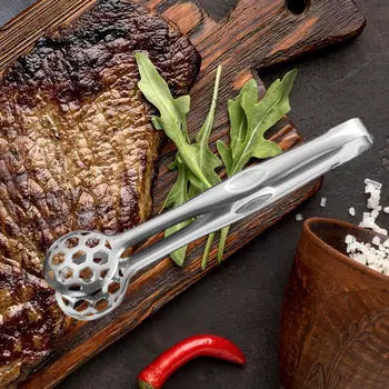 Зажим для барбекю, зажим для хлеба, полый дизайн в форме футбольного мяча, портативный кухонный инструмент премиум-класса для бифштекса серебряный