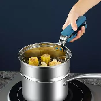 ?????Зажим для чаши из нержавеющей стали с защитой от ожогов, нескользящий зажим для посуды, зажим для горячей посуды, силиконовые термостойкие перчатки, кухонные инструменты Silicone gloves