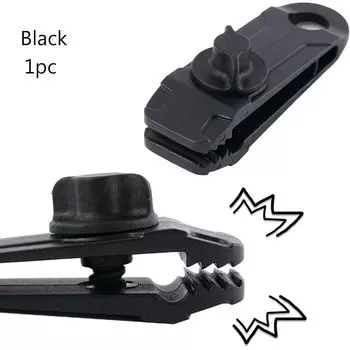 Зажим для челюсти Аксессуары для палаток Ветрозащитный зажим-крючок Держатель для кемпинговой палатки Инструмент для натяжения брезента Зажимы для брезента 1pc чёрный