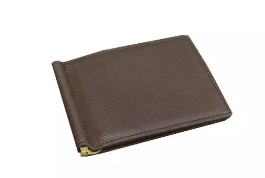 Зажим для денег из дубленой кожи [J.cuir] (ножницы для счета) (шоколад) шоколадный