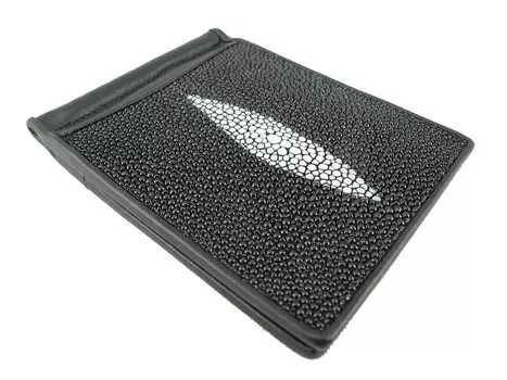 Зажим для денег из кожи ската [Pelgio] (черный) чёрный