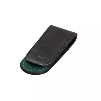 Зажим для денег кожаный CM180 QBCZS [Coach] Gunmetal/зеленый [Предмет]