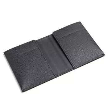 Зажим для денег Leather Craftsman flatII из натуральной кожи, тонкие ножницы для купюр VR011 ABK для мужчин (Все черное)