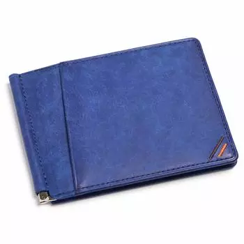 Зажим для денег Leather Craftsman Margot из тонкой натуральной кожи, итальянская кожа с внешним карманом, ножницы для купюр MG003 COBL для мужчин (Синий кобальт)