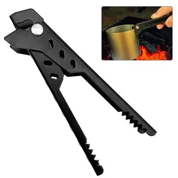 Зажим для еды Anti-Hot Pot, многофункциональная миска, зажим для сковороды, портативный держатель для горячей плиты из алюминиевого сплава для кемпинга на открытом воздухе серебряный