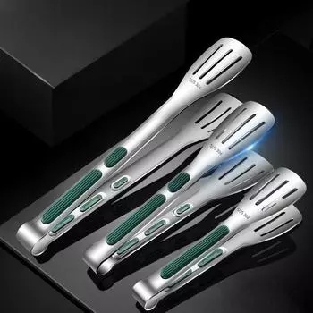 Зажим для еды из нержавеющей стали 304, зажим для барбекю, коммерческий зажим для барбекю, кухонный трехлинейный зажим для еды для стейка 304#7inch