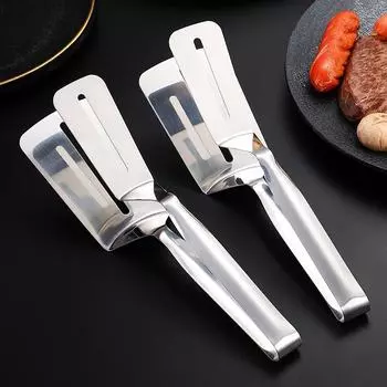 Зажим для еды из нержавеющей стали для жарки стейков и рыбы с хлебом, удлиненный зажим для лопаты, многофункциональный зажим для кухни и барбекю