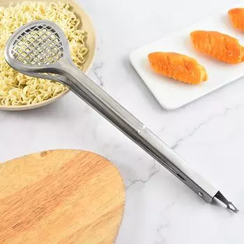 Зажим для еды из нержавеющей стали, многофункциональная сетчатая сетка, нескользящая, высокопрочная, хлеб, фрикадельки, гриль, щипцы для стейка, кухонные инструменты серебряный