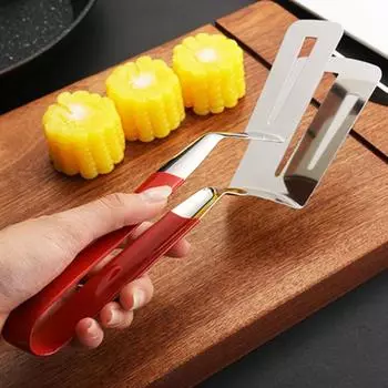 Зажим для еды из нержавеющей стали с прорезями, противоожоговая, противоскользящая резиновая ручка, многофункциональный стейк, мясо, рыба, жарка барбекю, сервировочный зажим, щипцы, лопаточка S