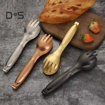 Зажим для еды Эргономичный дизайн Кухонная утварь 304 Зажим для шведского стола со стейком для барбекю серебряный