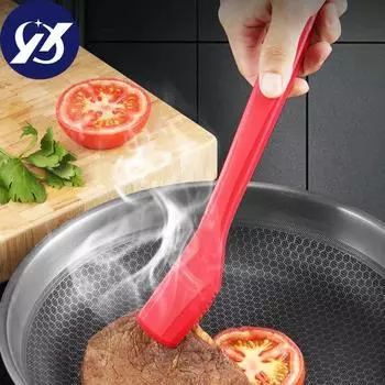Зажим для еды Кухонная утварь с регулируемым отверстием Легко чистится Удобная ручка Щипцы для еды Удобный зажим Защита от ожогов красный