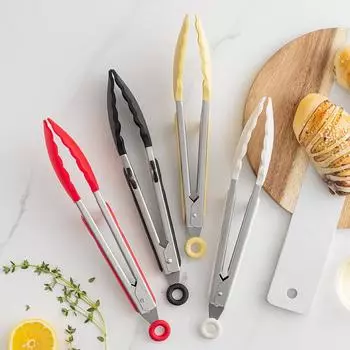 Зажим для еды на гриле, нескользящий зажим для хлеба из нержавеющей стали, силиконовые высокотемпературные щипцы для гриля, обеденная барная стойка, кухонные принадлежности