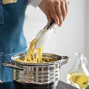 Зажим для еды на гриле, нескользящий зажим для хлеба из нержавеющей стали, силиконовые высокотемпературные щипцы для гриля, обеденная барная стойка, кухонные принадлежности красный