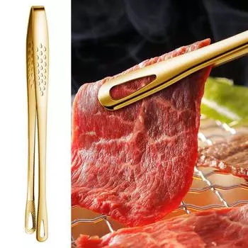 Зажим для еды с длинной ручкой, зажим для стейка из нержавеющей стали для барбекю, термостойкий зажим для еды, кухонный инструмент для дома L серебряный