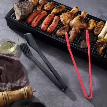 Зажим для еды, жаропрочная сковорода с антипригарным покрытием, регулируемое отверстие, длинная ручка, удобная ручка, щипцы для еды, кухонная утварь красный